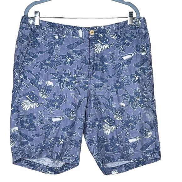 Tommy Bahama Men’s Linen Blue & White Tropical Print Golf Shorts Size 34 - Picture 9 of 14